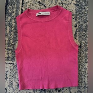 ZARA pink high neck knit tank🎀